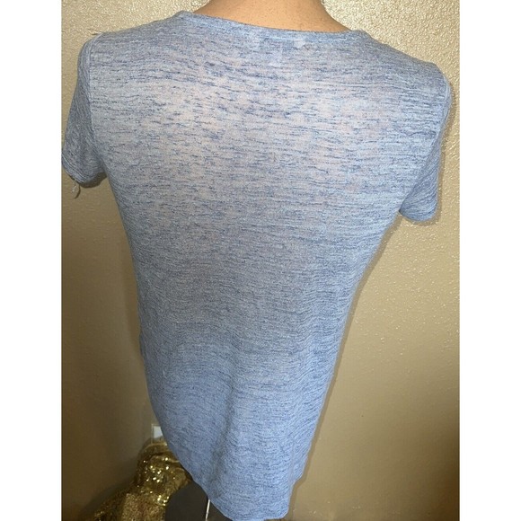 Juicy Couture Womens Size Large Short Sleeve Lace Up Faux Wrap Burnout Top Blue - Picture 3 of 10